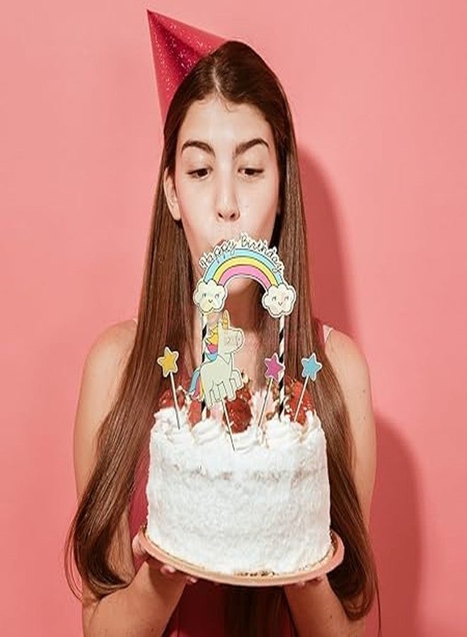 BRIJBAZAAR زينة كعكة عيد ميلاد سعيد بتصميم يونيكورن من بريج بازار - عبوة من 5 قطع - Image 4
